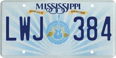 MS license plate LWJ384