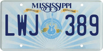 MS license plate LWJ389