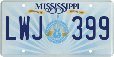 MS license plate LWJ399