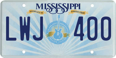 MS license plate LWJ400
