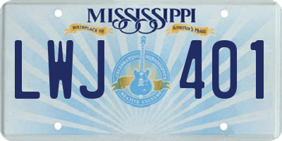 MS license plate LWJ401