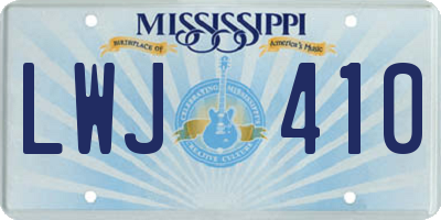 MS license plate LWJ410