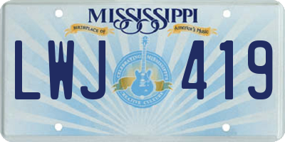 MS license plate LWJ419