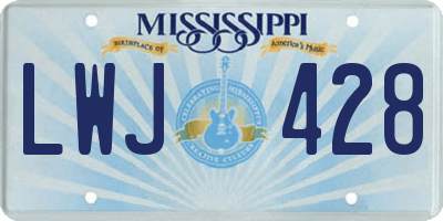 MS license plate LWJ428