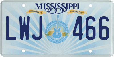 MS license plate LWJ466