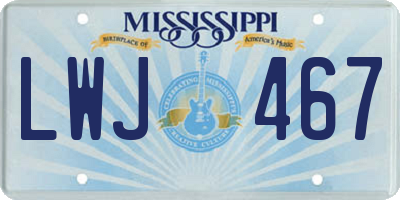 MS license plate LWJ467