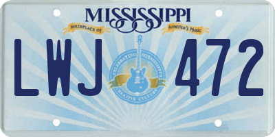 MS license plate LWJ472