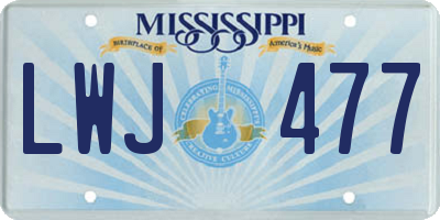 MS license plate LWJ477