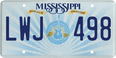 MS license plate LWJ498