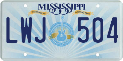 MS license plate LWJ504