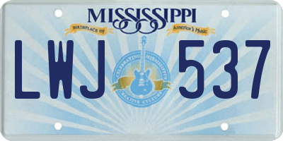 MS license plate LWJ537