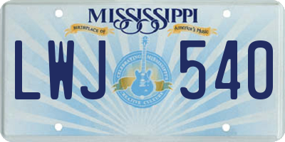 MS license plate LWJ540