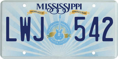 MS license plate LWJ542