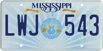 MS license plate LWJ543