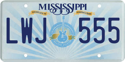 MS license plate LWJ555