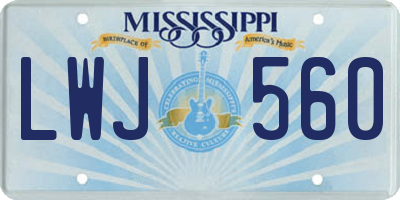 MS license plate LWJ560