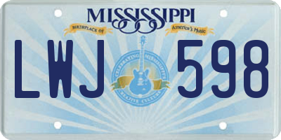 MS license plate LWJ598
