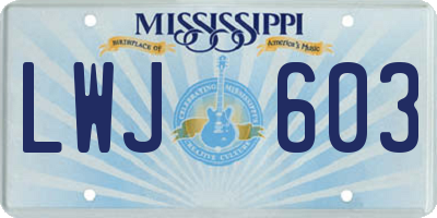 MS license plate LWJ603