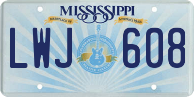 MS license plate LWJ608