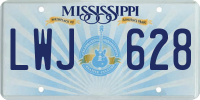 MS license plate LWJ628