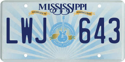 MS license plate LWJ643