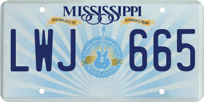 MS license plate LWJ665