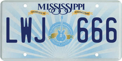 MS license plate LWJ666