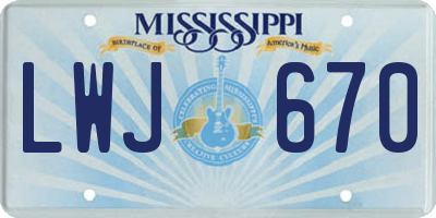 MS license plate LWJ670