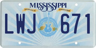 MS license plate LWJ671