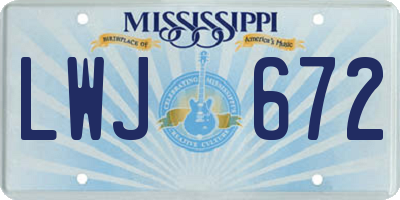 MS license plate LWJ672