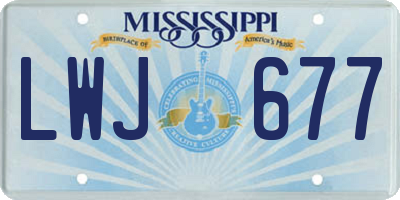 MS license plate LWJ677