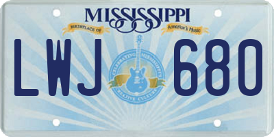 MS license plate LWJ680