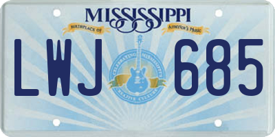 MS license plate LWJ685