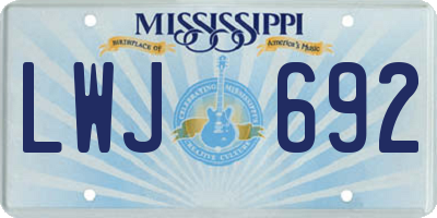 MS license plate LWJ692