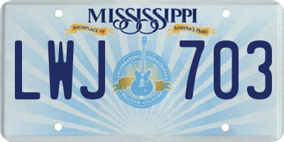 MS license plate LWJ703