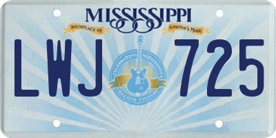 MS license plate LWJ725