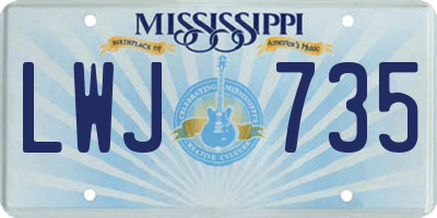 MS license plate LWJ735