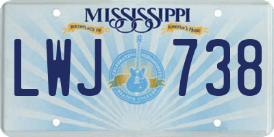 MS license plate LWJ738