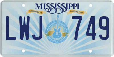 MS license plate LWJ749