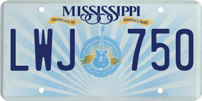 MS license plate LWJ750