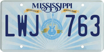 MS license plate LWJ763