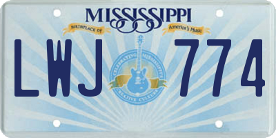 MS license plate LWJ774