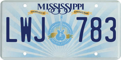 MS license plate LWJ783
