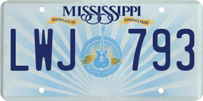 MS license plate LWJ793