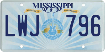 MS license plate LWJ796