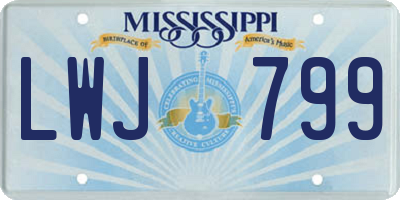 MS license plate LWJ799