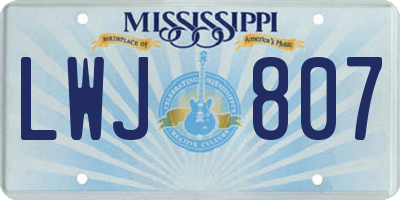 MS license plate LWJ807