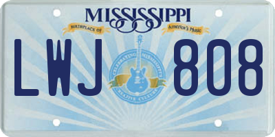 MS license plate LWJ808