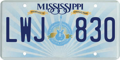 MS license plate LWJ830
