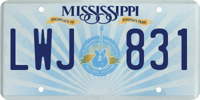 MS license plate LWJ831